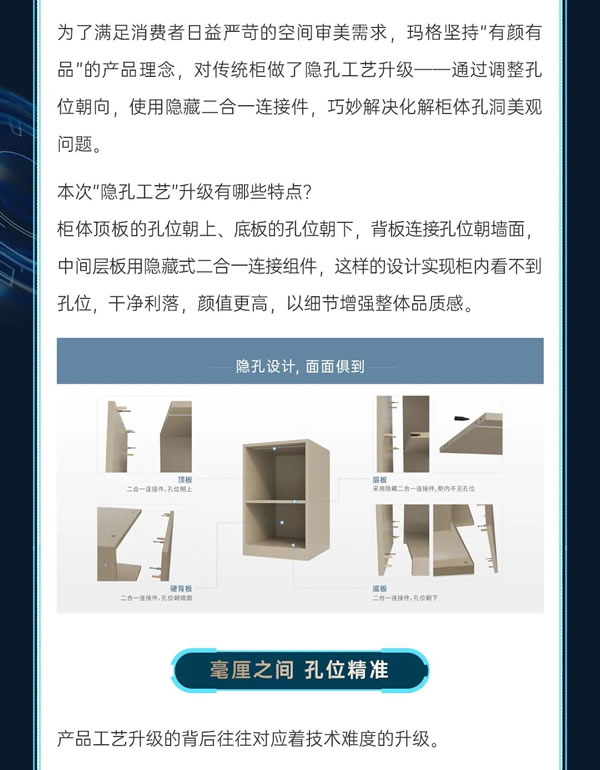 瑪格360°精標(biāo)工藝丨隱孔工藝升級(jí)，讓定制柜更高端