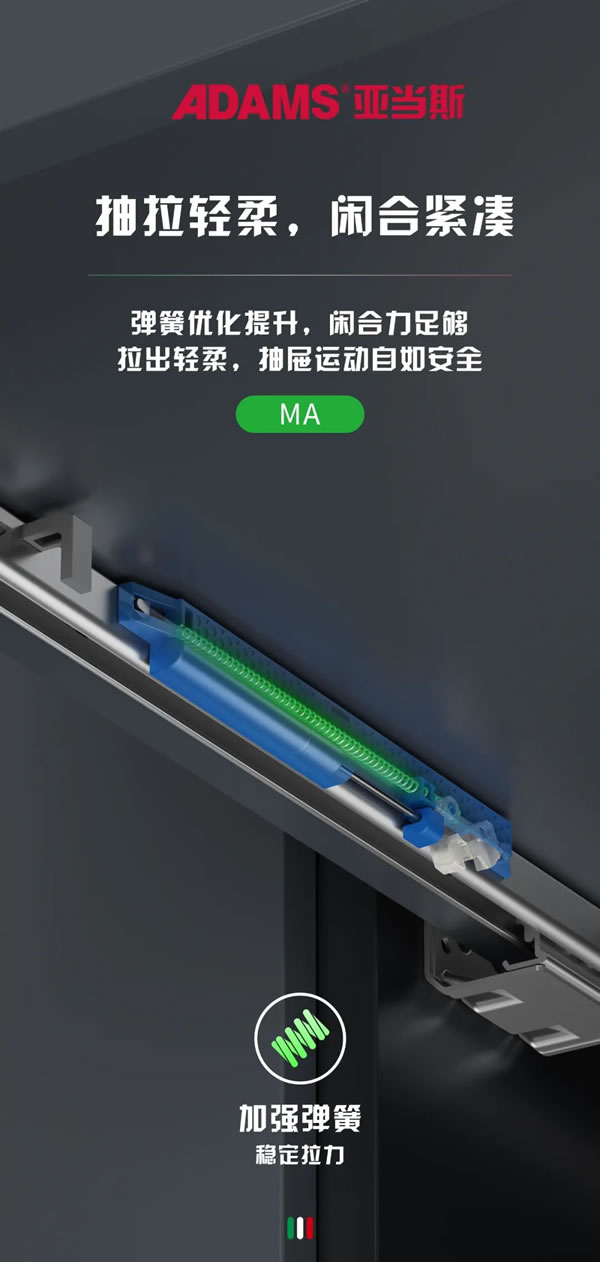 亞當斯全屋定制 | MA系列全拉出二節(jié)隱藏軌，抽屜全拉出，儲存空間更大了