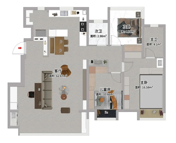 迪凱諾全屋定制 | 全屋案例｜123㎡三房兩廳，打造舒適自由的理想家居！