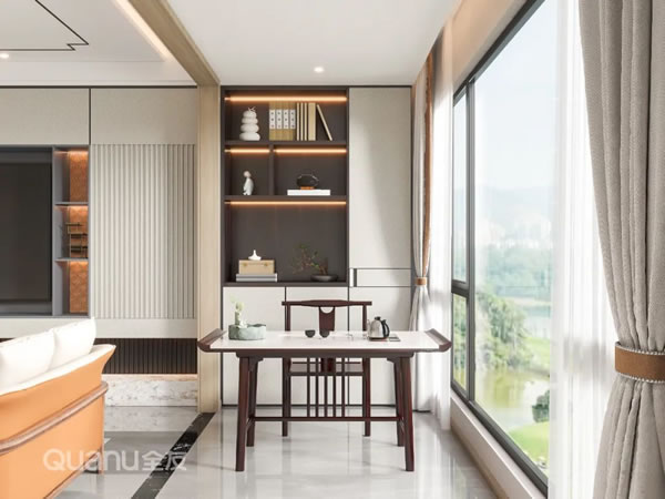 全友全屋案例丨新中式115㎡三居，圍合式布局，陽(yáng)臺(tái)美如畫！