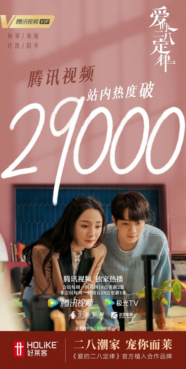 好萊客年度潮劇《愛的二八定律》開播即獲2022都市劇首播熱度top1！