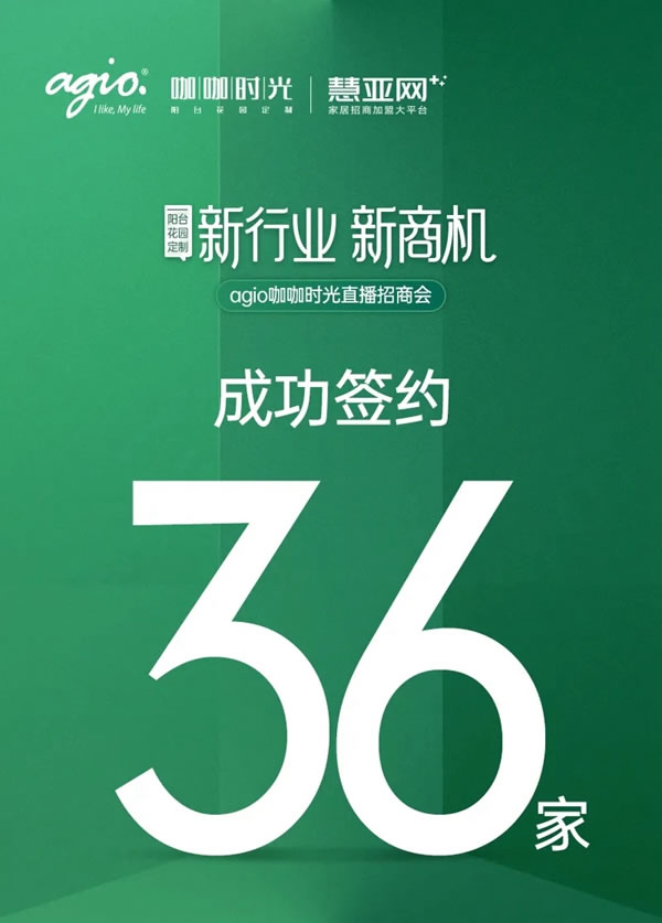 簽約加盟36席丨agio咖咖時(shí)光花園陽臺定制 x 平臺線上直播招商會圓滿收官！