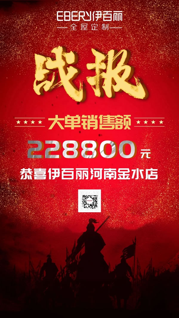 伊百麗全屋定制河南金水店簽下228800元大單！