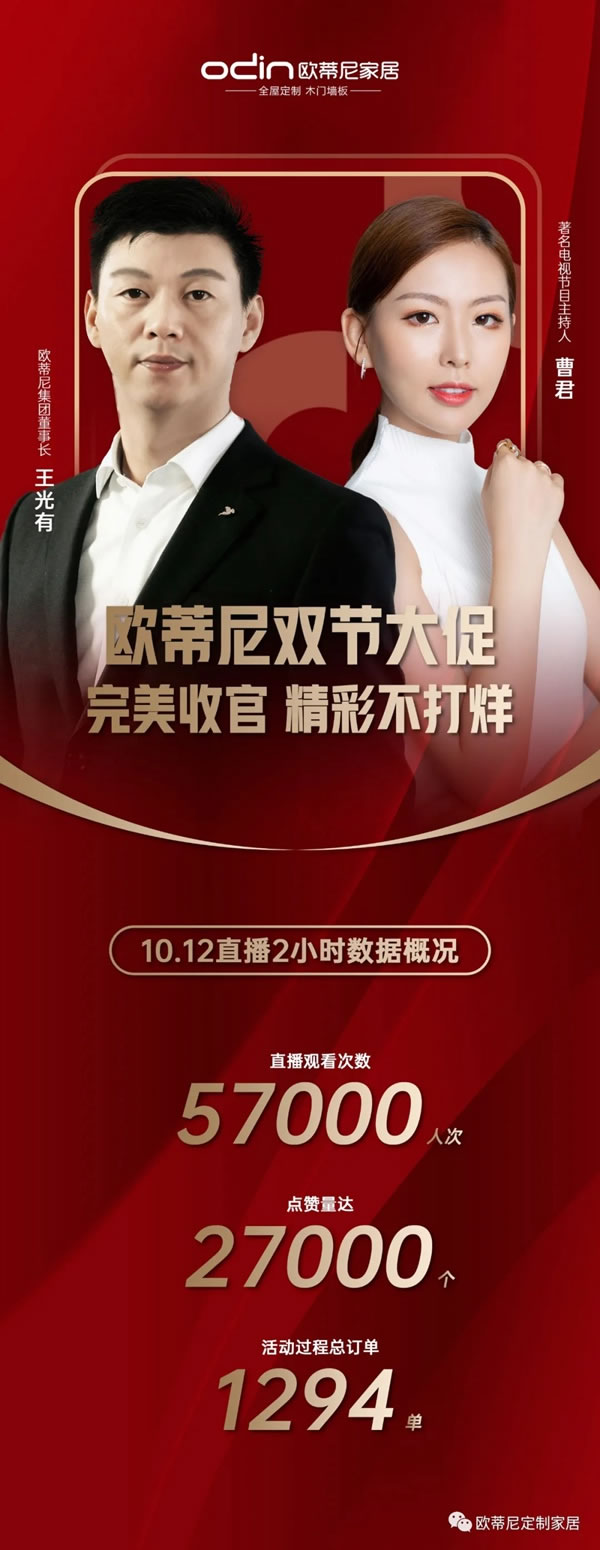 歐蒂尼家居直播首秀圓滿收官：線上打卡，獎品“抖”來拿！