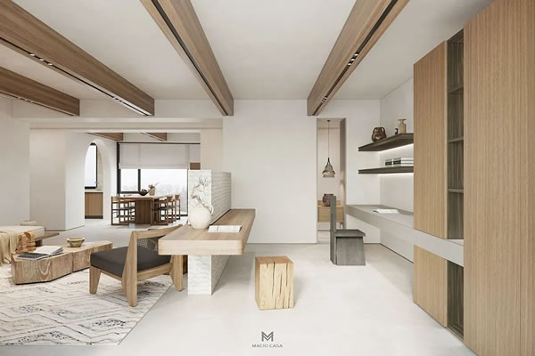 瑪格全屋定制|120㎡，山東青島，原木侘寂風(fēng)，詮釋人間煙火與寧靜詩意